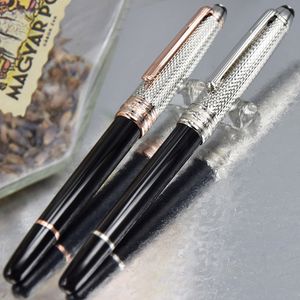 Luxury Msk-163 Classic Fountain Rollerball Ballpoint pen high quality Black resin barrel Small ripple cover Stationery with Serial Number+Gift Refills & Plush Pouch