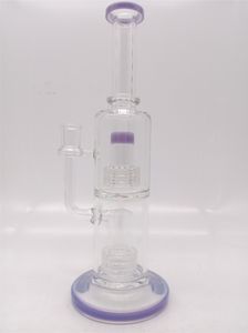 12 inç Mor Nargile Cam Bongs Beher Bong Sigara Cam Borular Tall Recycler Dab Rigs Su Bongs