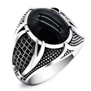 Obrączki ślubne Retro Handmade Islamski Pierścień Dla Mężczyzn Vintage Tureckie Podwójne Miecze Black CZ Stone Punk 2021 Trendy Religijne Biżuteria Muzułmańska