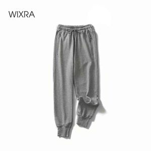 Wixra Long Leisure Bottnar Kvinnors Bottoms Lace-up Solid Jogger Pencil Byxor Sweatpants Sportkläder Y211115
