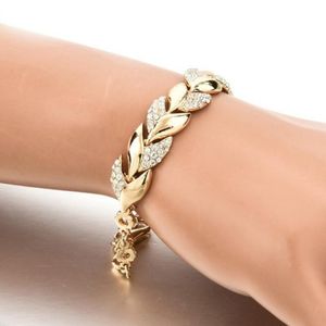 Link, catena Braccialetti in foglia oro per donna Accessori per gioielli da sposa in cristallo di lusso a mano Pulseras Mujer Bijoux Femme