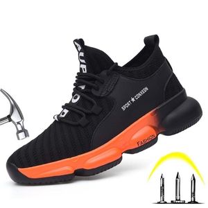 Men's And Women's Work Shoes Steel Toe Cap Safety Boots European Standard Anti-smashing Anti-piercing Sneakers Lightweight 211217