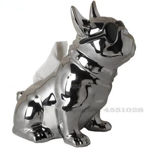 Vävnadsboxar servetter europeisk keramisk hållare heminredning franska kämpar hund box tecknad djur skulptur hushåll