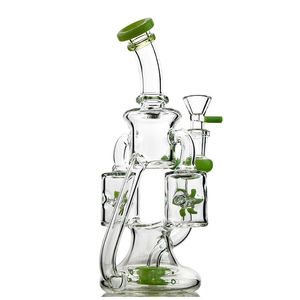 ユニークなBong Propeller Percolater Hookahs heady Glass Bongs二重リサイクル牛の石灰板14mm女性ジョイント水道管卸売XL1943