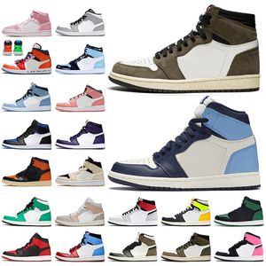 Jumpman 1 농구 신발 여성 남성 1s 트레이너 스니커 스니커 멜로디 두려움이없는 어두운 모카 터보 그린 하이퍼 대학교 블루 시카고 시카고 하이 오그 스포츠 크기 13