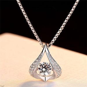 Crystal Womens Necklaces Pendant New smart heart-shaped Drop Silver Plated women's clavicle chain simple jewelry gold