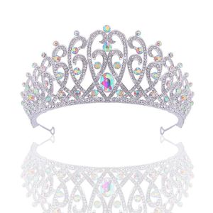 Hårklämmor Barrettes YXPH BAROQUE Silver Color Crystal Bridal Veil Tiaras Crowns Rhinestone Pageant Diadem Brud Pannband Bröllop Accesso