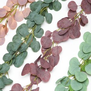 Hem Dekorativa Blommor Konstgjorda Blomstockar 1,7 Metrar Eukalyptus Leaves Olja Hängande Faux Silk Bröllopsdekoration