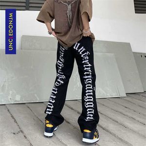 Uncledonjm Haft Mężczyźni Designer Dżinsy Dokładne Hip Hop Spodnie Skinny Streetwear WO UT-8401 211011