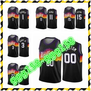 Tryckta herrkvinnor Kids Jersey Devin 1 Booker Ricky Rubio Black City Chris Paul 2020-21 Anpassade basketsträngar