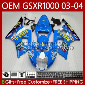 Bodão de Molde de Injeção para Suzuki GSX-R1000 GSXR 1000 CC GSXR-1000 K3 2003-2004 Bodywork 67No.39 K3 1000CC GSXR1000 03 04 GSX R1000 2003 2004 Fairings OEM Kit Rizla Azul