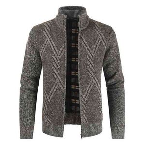 Aiopeson jesień zimowy sweter sweter dorywczo stojak kołnierz gęsta kardigan moda ciepłe płaszcze 210918
