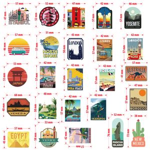 50 pcs-pack viagem cidade paisagem impermeável adesivos para garrafa de água planejador laptop scrapbook mesa mesa de computador skate diário de guitarra dianteiro organizador decalque