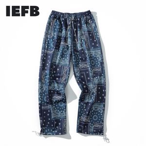 IEFB Hip Hop Anacardi Fiore Stampa Pantaloni Gamba Larga Dritta Moda Uomo E Donna Casual Coulisse Leggings Pantaloni 9Y7294 210524