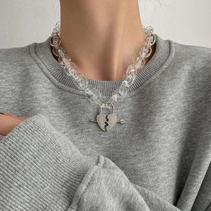 Kedjor aensoa uttalande halsband klar akryl kristallhjärta geometriska halsband hängen för kvinnor transparent collier choker juden224x