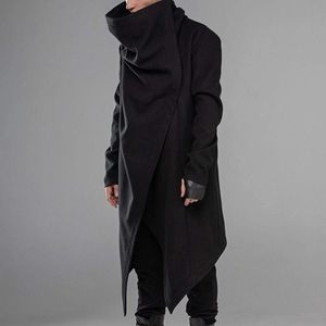 Jaquetas dos homens incerun homens casacos casacos de rua de turtleneck manga longa sólida moda Cape Outerwear estilo punk irregular S-5xl