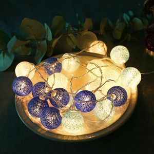 Baumwollkugeln Led-leuchten großhandel-Saiten LED EU Stecker Baumwolle Ball Girlande String Lights Weihnachtsfee Beleuchtung für Urlaubsfeiertag Hochzeit Wohnkultur