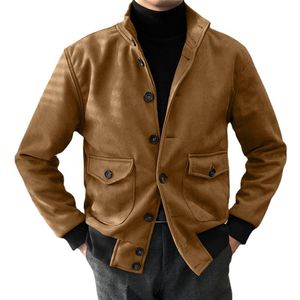 Mens Jackets Khaki Höst Nya Toppar Slim Fit Fashion Fickor Single Breasted Coat Male Chic Jackor Elegant Streetwear