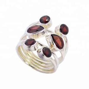 Hot mexicano 925 Sterling Sier Garnet Gemstone Ring