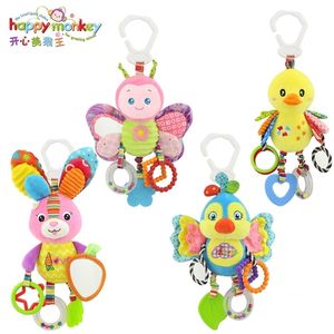 Happy Monkey baby bed bell neonatal toys with BB plush toy for hanging cartoon animal WJ459 210320