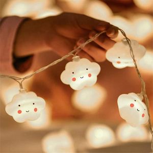 Biały Cloud String Fairy Night Lights Dla Dzieci Dzieci Sypialnia Garland Wedding Christmas Decoration Screats LED Strings
