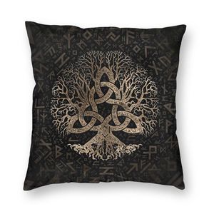 Árvore da vida com Triquetra Viking Casa Decoração de Casa Vikings Valhalla Almofadas Passo para Longo para Impressão Duas Lados/Decorative