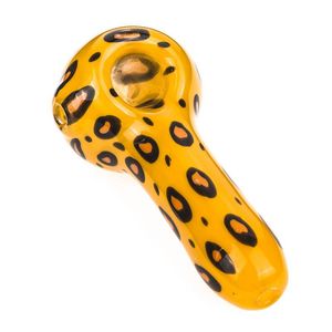 Yellow Leopard Speckle Pipes Pyrex Thick Glass Handmade Dry Herb Tobacco Bong Handpipe Oil Rigs Innovative Design Luxury Decoration Art Smoking Holder DHL Free