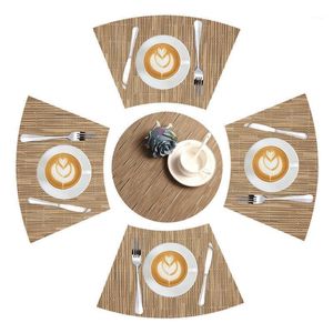Mats & Pads 5 PCS/set Modern PVC Placemat Round Solid Non Slip Insulation Durable Large Dinner Mat Set Coffee Table Pad&Mats