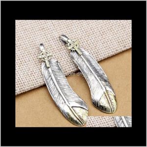 Necklaces & Pendants Jewelry925 Sterling Sier Vintage Feather Cross Men Women Necklace Pendant Jewelery Gift Christmas Drop Delivery 2021 Vz