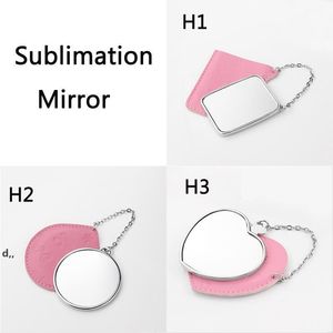 Kieszonkowy Lustro Favor Walentynki Metal Makeup Lustro Puste DIY Photo Brelok Keychain Z Skórzaną Case Cute Round Brelok RRB12800