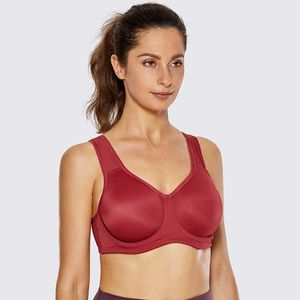 Women's Max Control Double-layer Solid High Impact Plus Size Non padded Underwire Active Bra 210623