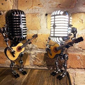 Party Decoration Microphone Robot Lamp Vintage Touch Dimmer Table - Desk