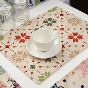 Wholesale christmas table decorations for sale - Group buy Mats Pads Christmas Geometric Printing Cotton Linen Insulation Western Placemat Table Decoration Theme Birthday Party