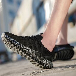2021 Wysokiej jakości męskie damskie dzianiny do biegania buty sportowe Trzy czarne różowe szare oddychające wygodne pary trenerzy odkryte Sneakers Duży rozmiar 35-46 Y-H1503
