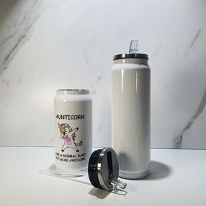 DIY Kubki Sublimacja Cola Can Puste Butelka Wody Thermos Double Walked Ze Stali Nierdzewnej Tubler Izolowana próżnia z pokrywką Słomy Przesyłanie ciepła Puszki Custom