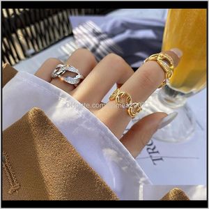 Jewelrygold Sier Color Happy Smiling Face Open Rings For Women Punk Hip Hop Shiny Adjustable Ring Crystal Jewelry Gifts Wedding Drop Delivery
