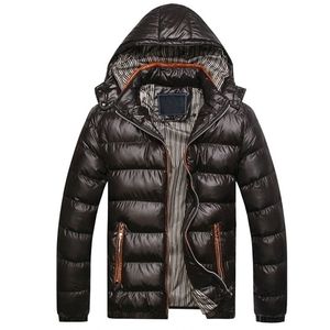 Casual Hooded Winter Jacket Män Solid Varm Mens Bomull Parka Male Mode Tjock Termisk Jacka Och Coat 7XL 211129