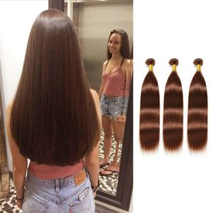 Brazylijczyk 4# kolor prosto 100% ludzkich włosów przedłużenia ciała Virgin Hair Bundles cztery kolor 10-24 cali 3 sztuki/partia