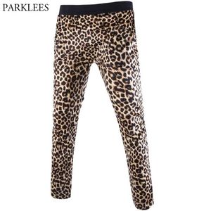 Sexy Leopard Imprimir Calças Homens Marca Elástica Cintura Sweat Calças Mens Oi Street Fase Fato de Prom Pantalones Hombre 2XL 210522