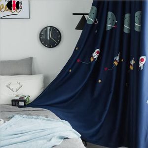 Cartoon Astronave Tenda ricamata Blackout Spazio esterno Ragazzi Bambini Scuola materna Aula Camera da letto Tende per finestre JS02C 211203