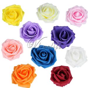 100 pezzi di schiuma PE rosa testa di fiore 7 cm fiori di rosa artificiali bouquet di nozze fatti a mano decorazione della casa festa di festa scrapbook 210624