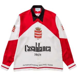 New Casablanca Koszule męskie 21SS Premium tekstury Jesień Winter International Green Racing Drukowane koszulka z długim rękawem