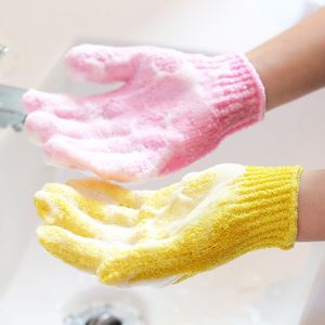 Bath Mitt Gloves Resistens Body Brush Scrubber Skrubbning Exfoliating Dusch Scrub Glove Fem Fingers Handduk Massage Svamp Tvätt Hud Fuktgivande Spa Skum JY0552