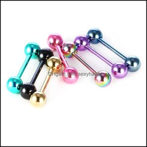 Anderer Körperschmuck 7 Stück 14G ColorF Zungenringe Bars Mädchen Nippel Piercing Gerade Barbells Edelstahl Pircing Drop Lieferung 2021 Yalh