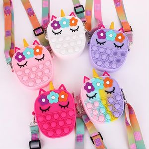 Party Favor Fidget Toys Bubble Dimple Storage Bags Antistress Children Girls Toy Keychain Wallet Cosmetic Shoulder Bag for Kids