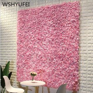 40x60cm Silk Rose Flower Wall Wedding Decoration Backdrop Champagne Artificial Flower Wall Romantic Wedding Decor 210624