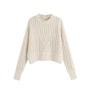 HSA Women Winter Sweater and Pullovers O neck White Knit Tops Twisted knit Jumpers Pullover sueteres de mujer 210430