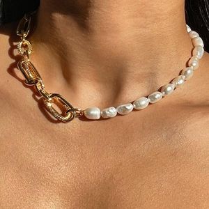 Chokers Timeless Wonder Natural Baroque Pearl Chain Linked Choker Necklace For Women Designer Jewelry Punk Ins Goth Emol Mix Korean 1411