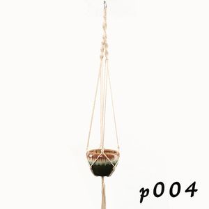 Hängande korgar Macrame Handgjorda Bomull Rope Pot Hållare Växthandlare Blomma för Inomhus Utomhus Boho Heminredning County Garden med träpärlor 5st