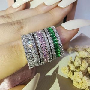 2022 obrączki marki Choucong Handmade luksusowa biżuteria 925 Sterling Silver Marquise Cut Emerald CZ diamentowe kamienie szlachetne Eternity Party Women Band Ring Gift